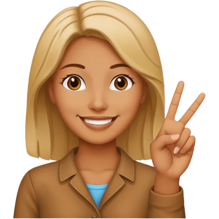 a woman says peace with her hand emoji