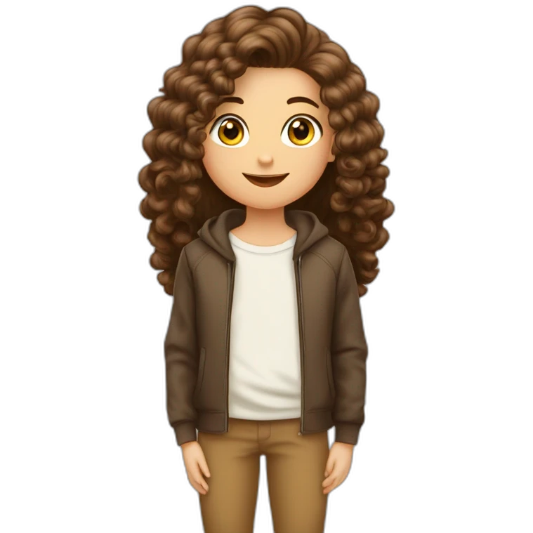 Garçon blanc cheveux marron avec fille marron cheveux long lisse Garçon blanc cheveux marron bouclé couple avec fille marron cheveux long lisse emoji