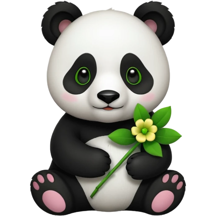 panda holding flower emoji