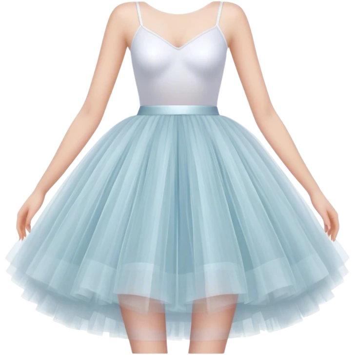 Cinematic Realistic Tutu, layers of fine, soft tulle forming a voluminous and airy skirt, delicate folds catching the light, slightly frayed edges adding authenticity, glowing softly with a warm and ethereal elegance. emoji