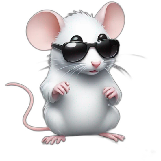 badass rat wearing sunglasses with a small plastic bag of powdered sugar emoji