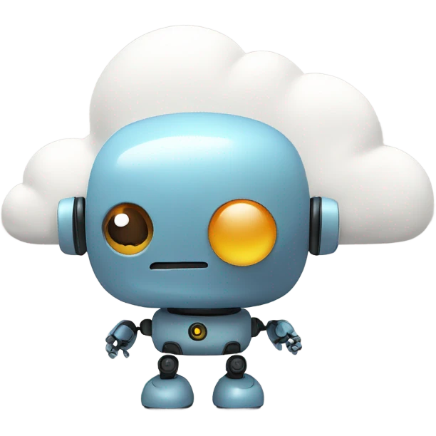 cute robot and a cloud of thoughts emoji