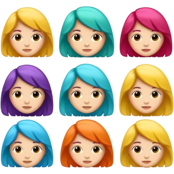 una cabeza con pelo de diferentes colores emoji