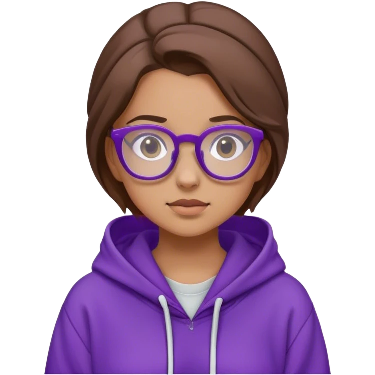 Girl with brown hair and glasses in a purple hoodie emoji