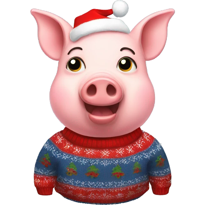 Pig in Christmas sweater emoji