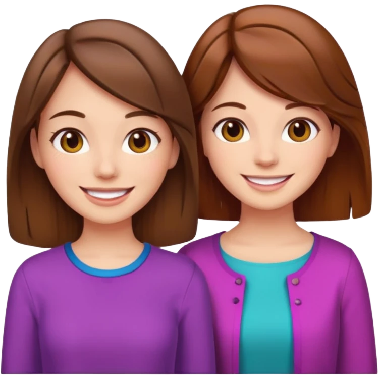 Women friends with brown hair emoji