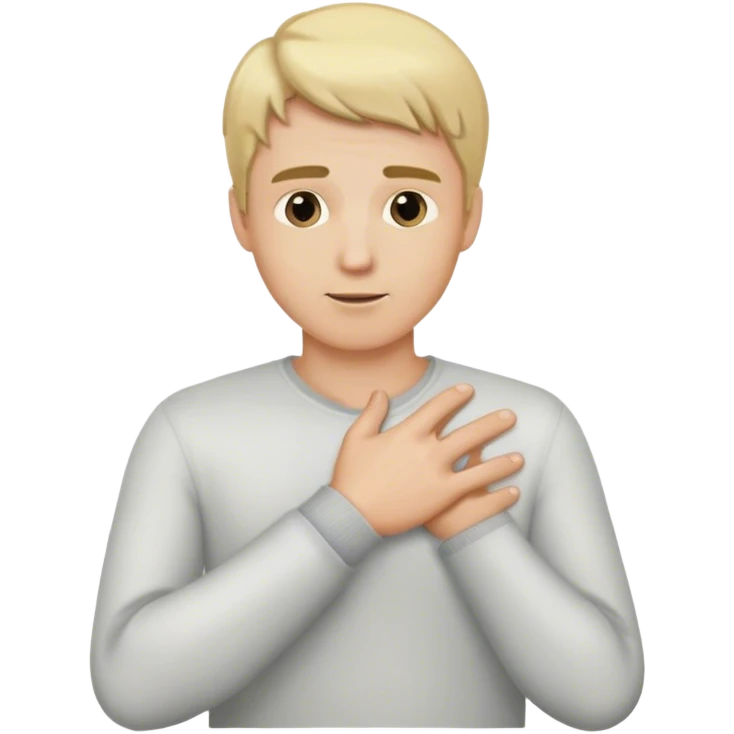 a blonde man put his hand left to his chest emoji