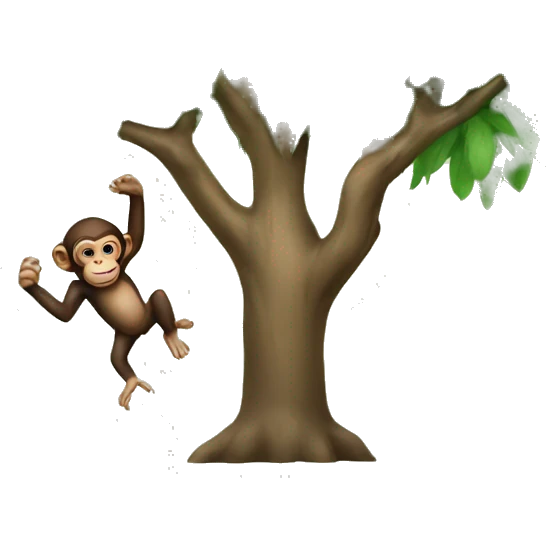 A monkey and a tree emoji