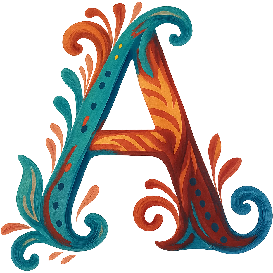 the letter A, creative style, visually distinct, no background emoji