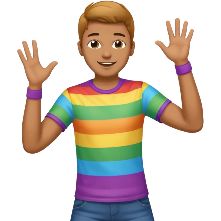 guy dancing in rainbow shirt emoji