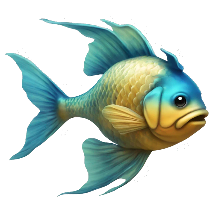 Blue coy fish in Pisces symbol emoji
