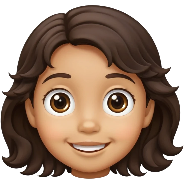 smiling toddler face with big eyes, medium skin tone, and dark wavy hair emoji