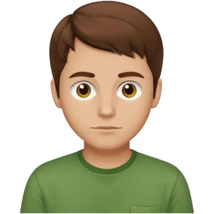 Dom Field brown hair, brown eyes, green shirt emoji