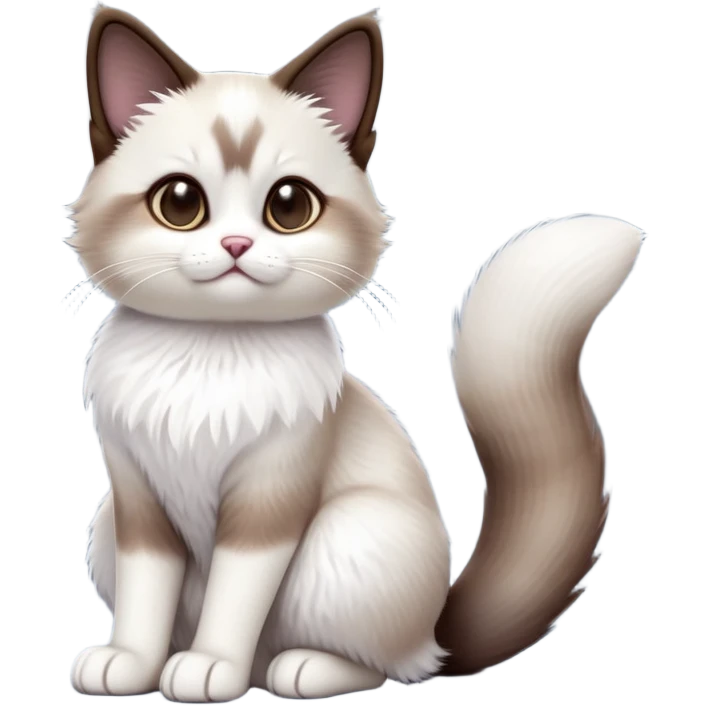 cinematic-[showshoe cat]-realistic-full-body-sitting-emoji,-tail-curled-playfully-around-its-paws,-head-tilted-dramatically,-fluffy-[snowshoe cat]-fur,-simplified-yet-realistic-focused-features,-highly-detailed,-glowing-with-an-almost-sarcastic-glow emoji