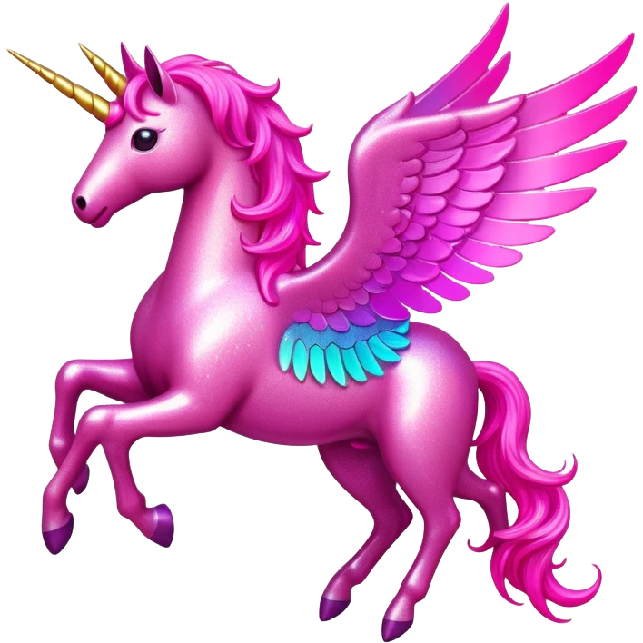 neon pink glittery pegasus unicorn  emoji