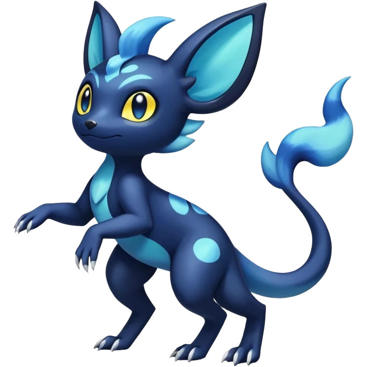 Colorful Iridescent Exotic Salandit-Meowstic-Umbreon-Fakémon-hybrid-creature (full body)  emoji
