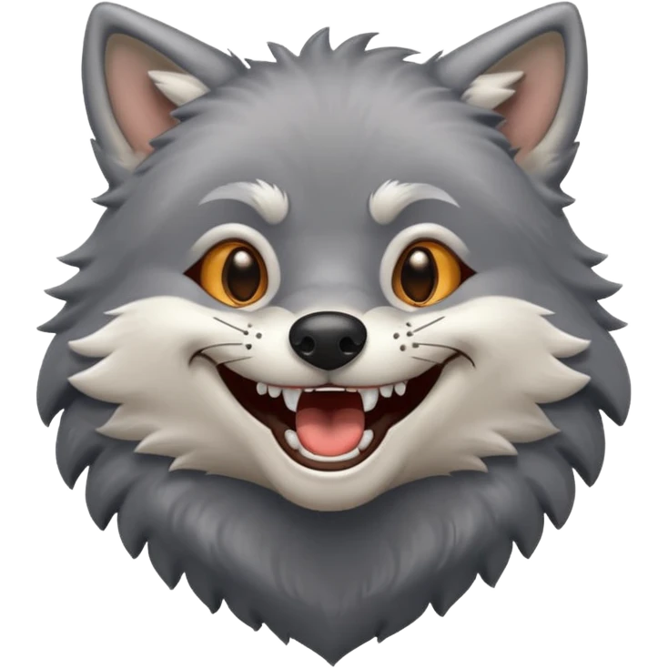 a grey wolf laughing out loud emoji