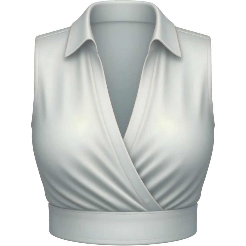 white sleeveless gathered blouse plunging v neck emoji
