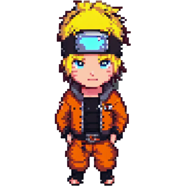 Naruto with a headband pixel art style emoji