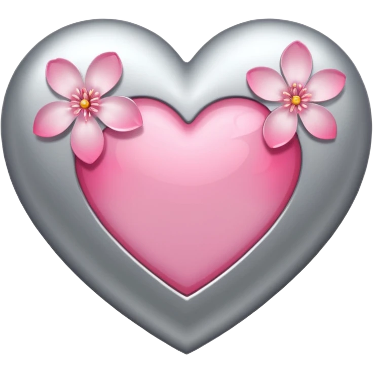 heart with a sakura blossom overlay and silver highlights emoji