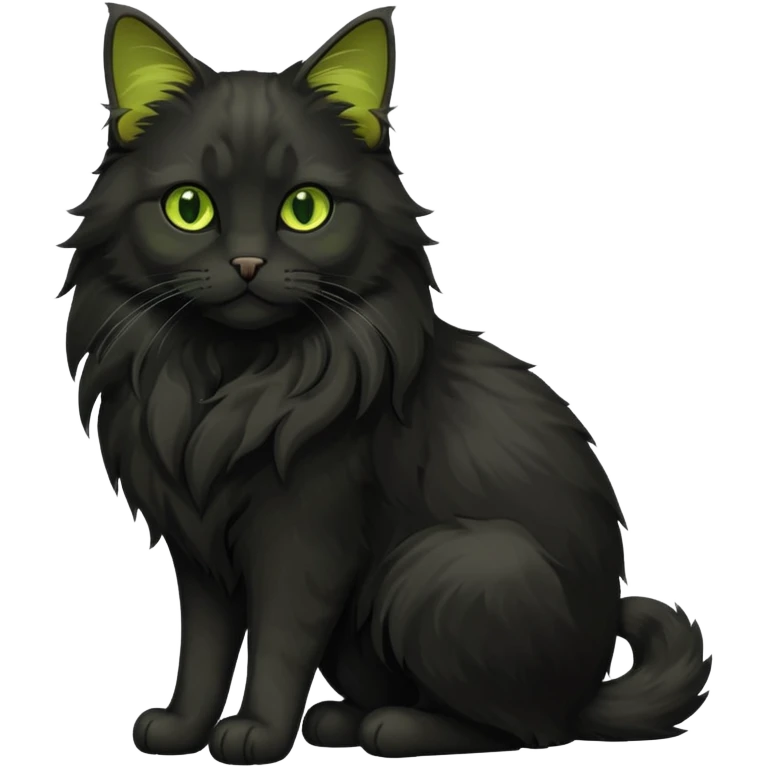 main coon black cat with green yellowish eyes full body emoji