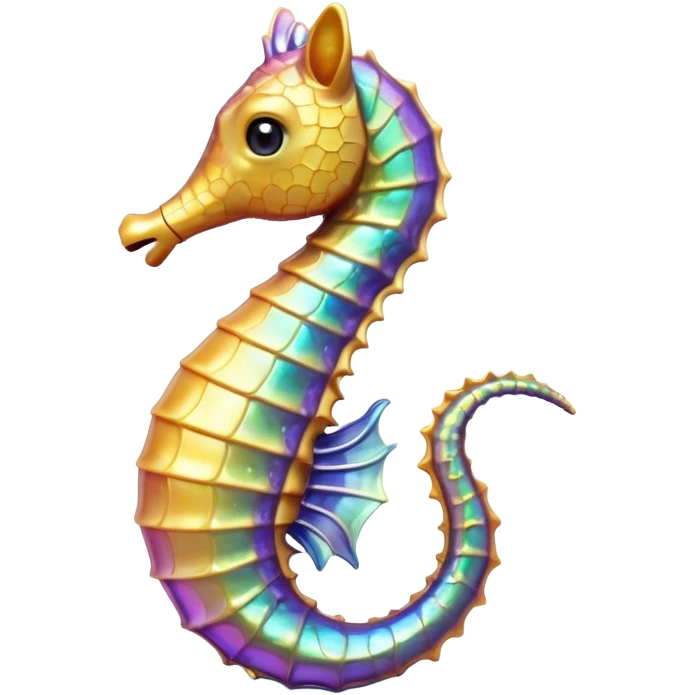 Cinematic Realistic Cute Sea Horse Portrait Emoji, Head tilted playfully and inquisitively, featuring a delicate, curvaceous form with intricately rendered, iridescent scales and a charming, expressive face with round, sparkling eyes full of gentle curiosity, high shine, affectionate and whimsical, styled with a touch of aquatic magic, soft glowing outline, capturing the essence of a mischievous yet lovable sea horse that seems poised to flutter out of the screen into your embrace! emoji