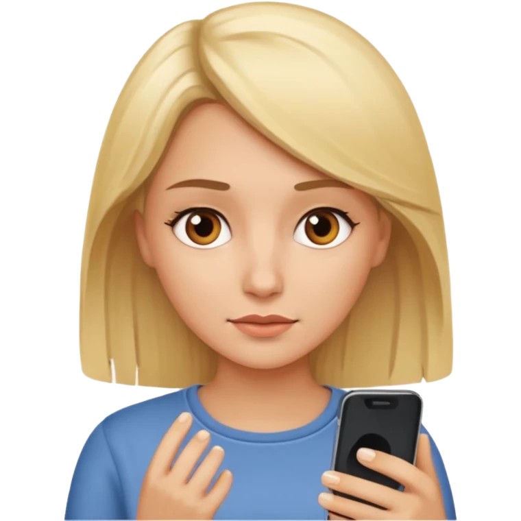 Brown eye blondie on her phone emoji