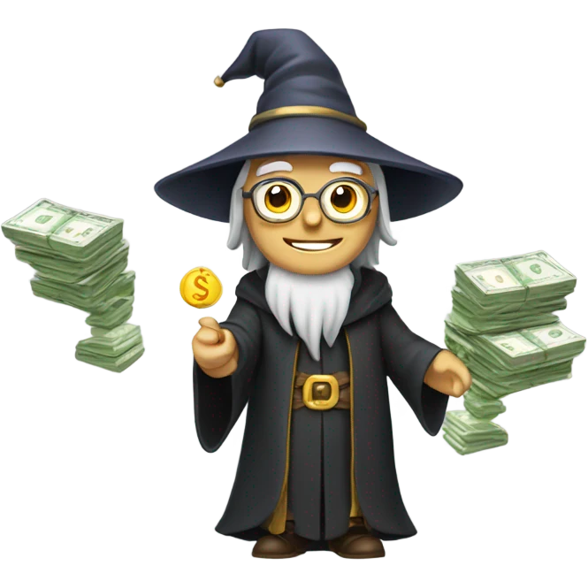 Wizard with stacks of money  emoji