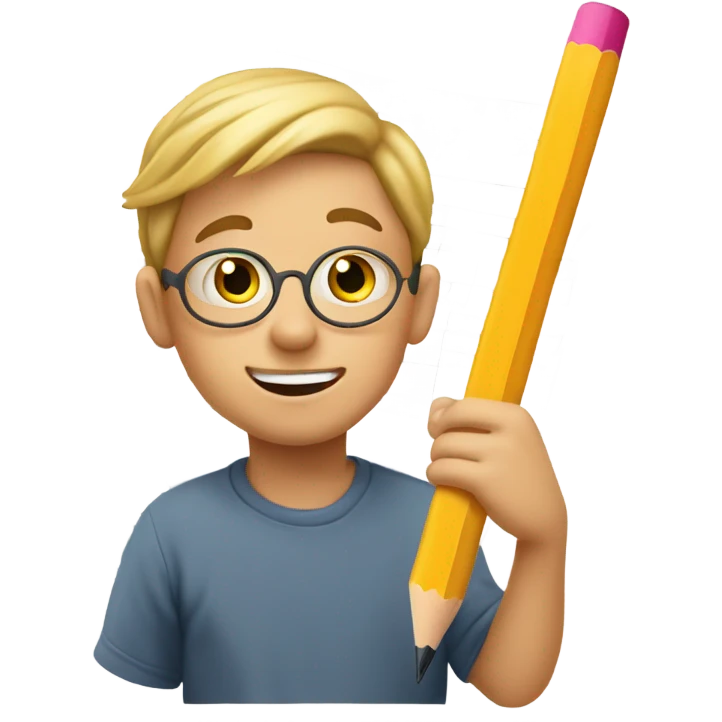 apple style emoji: Kid is doing a quiz emoji
