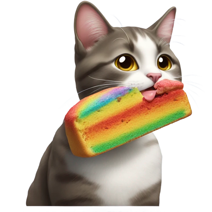 Cat eating italian rainbow cookie emoji