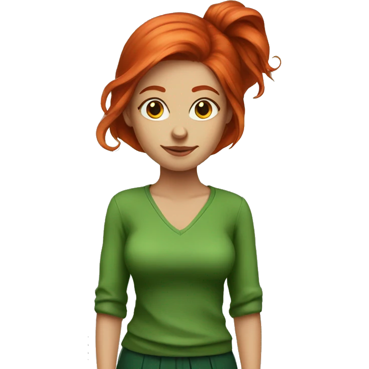 Red hair with green clothes woman, more artistic emoji