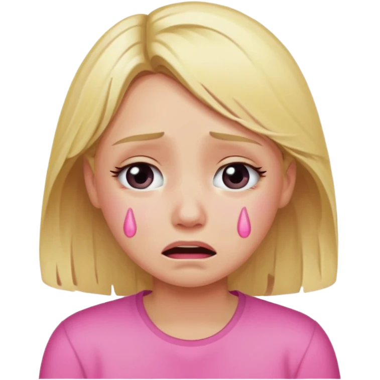 Blonde girl wearing pink crying. emoji