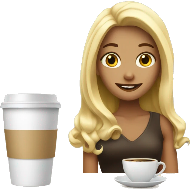blonde girl and coffee emoji