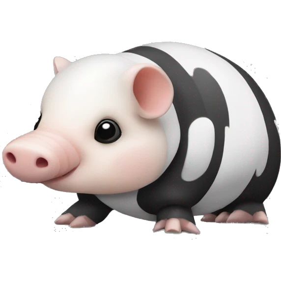 Black and white chubby armadillo pig panda centipede armadillo  emoji