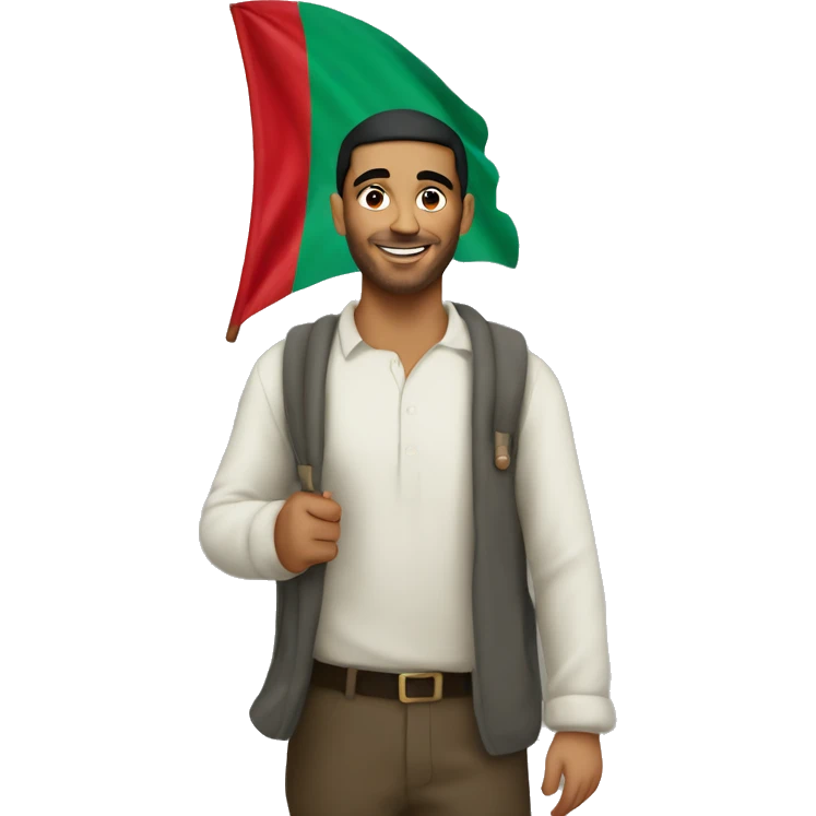 Man carrying Moroccan flag emoji