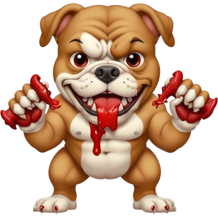 Scary Intense Bulldog, Eating Or Breaking a Bone emoji