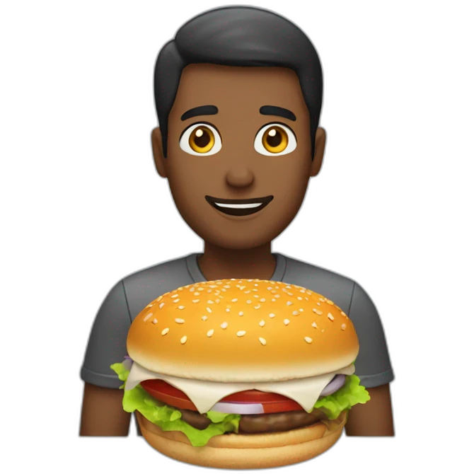 a person with a hamburguer in his hand emoji