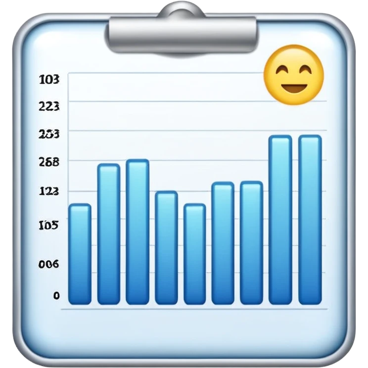 ios style emoji for report sheet consisting multiple graph/ charts with sparkle around the report , no numbers or text emoji