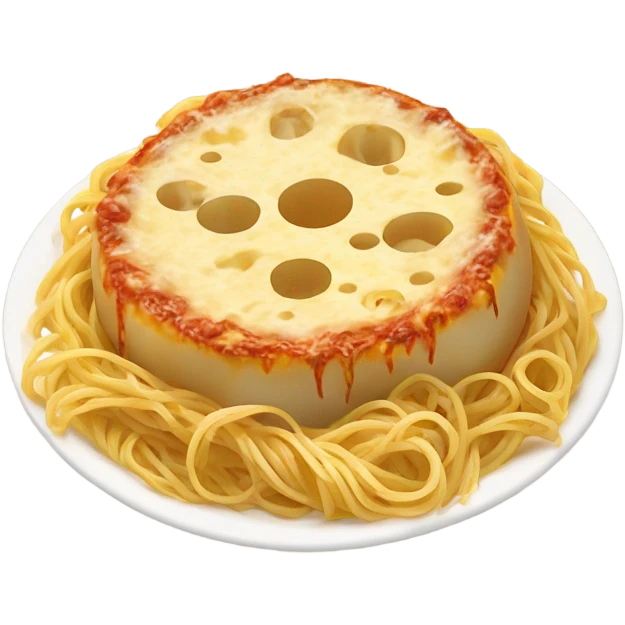 Cheese wheel in spaghetti emoji