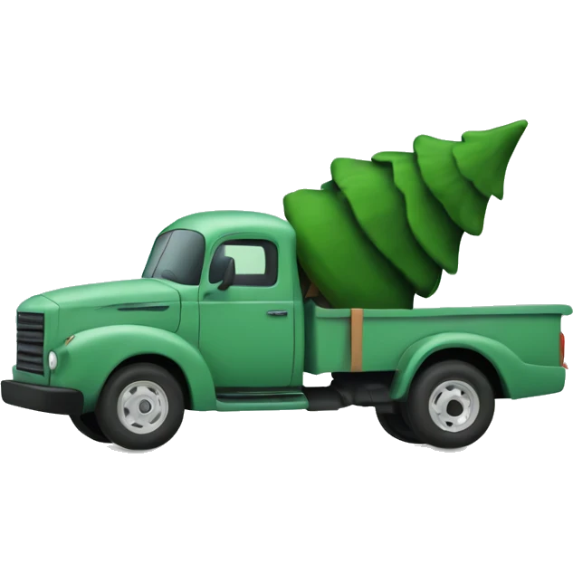 Sage green truck with Christmas tree emoji