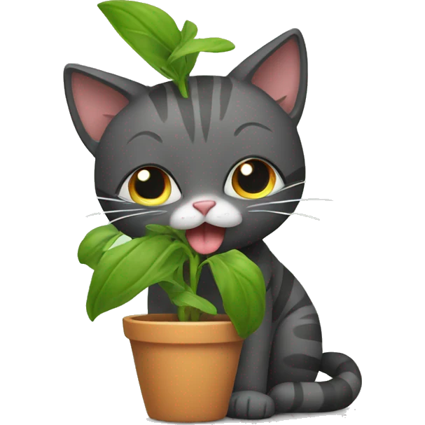 cat eating plant emoji