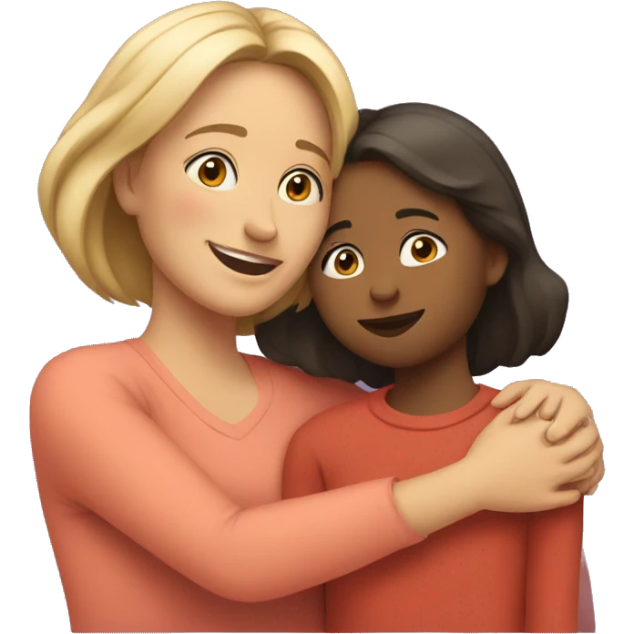 mother and daughter hugging emoji