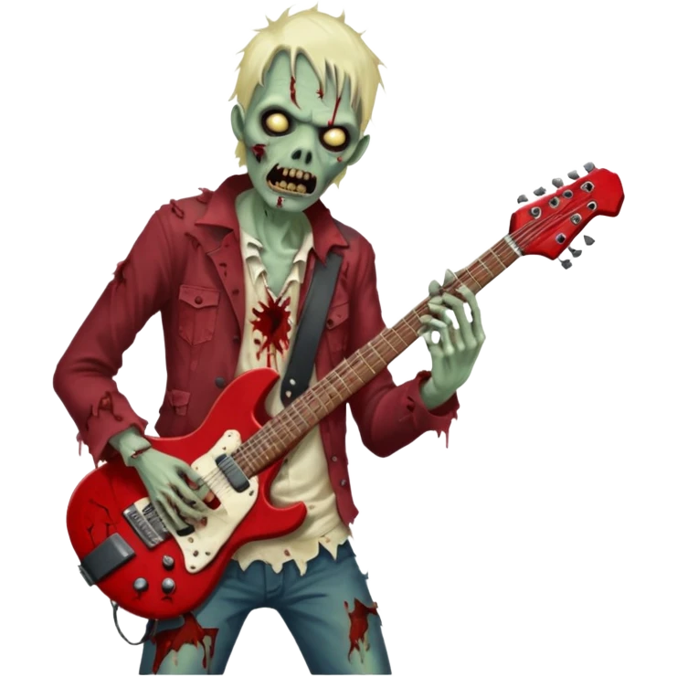 Zombie playing a heavy metal guitar emoji