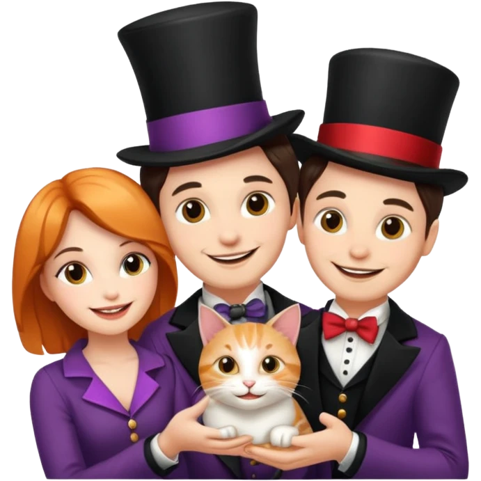 magician couple and their pet cat emoji