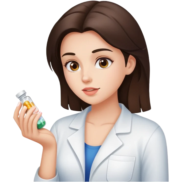Beautiful fit brunette girl taking pills  emoji