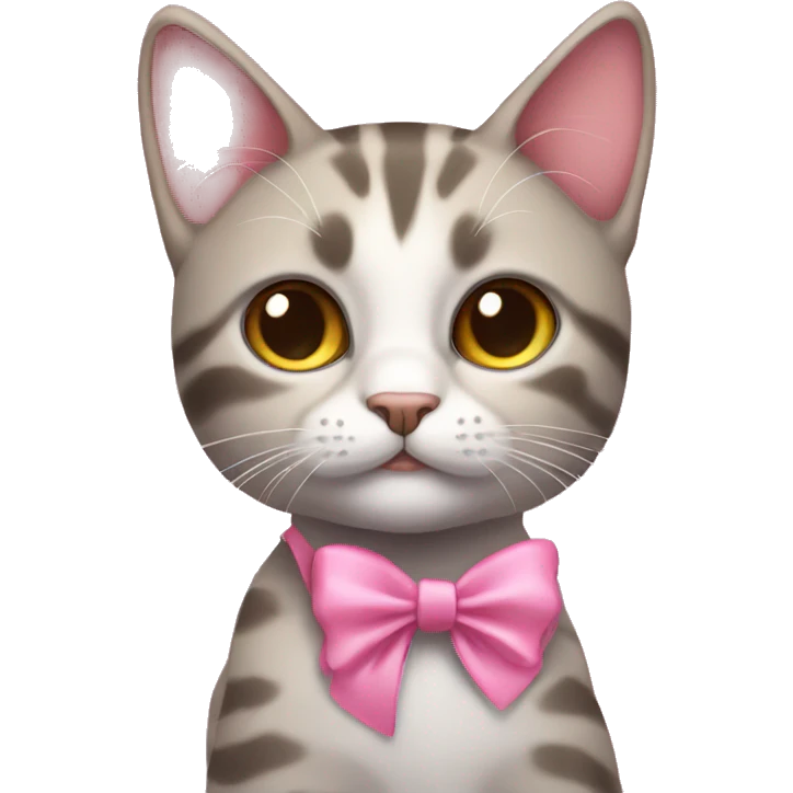 Cat wearing a pink bow emoji