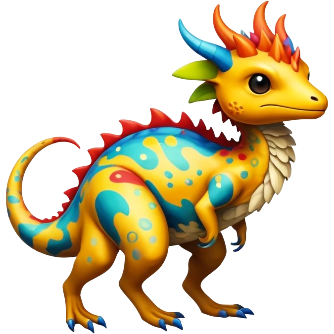 a colorful edgy vernid-fionbri-creature with splash patterns full body emoji