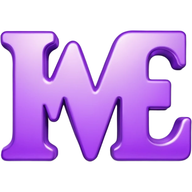 3D text that spells "me" in a shiny purple fancy font  emoji