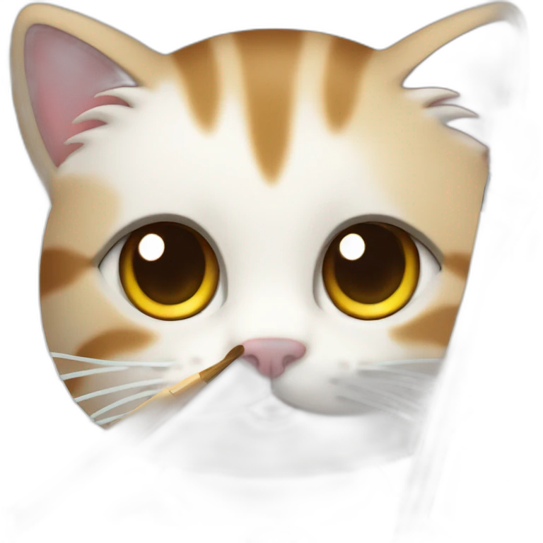 Kawaii cat artist with a brush emoji
