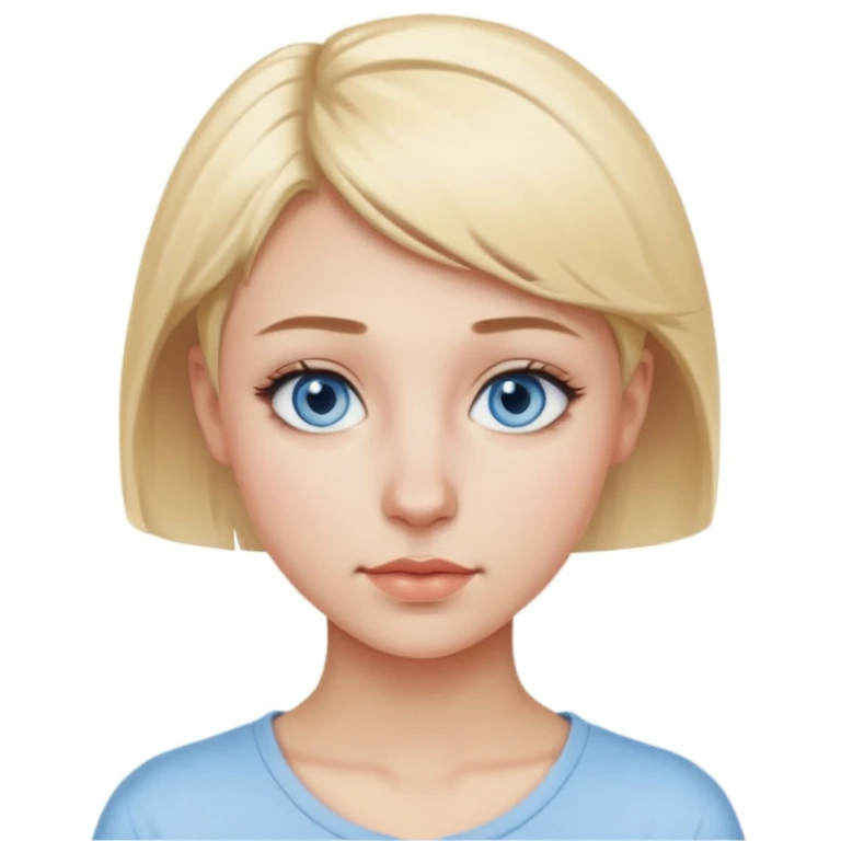 20 year old woman with short blonde hair, a nose piercing and blue eyes  emoji